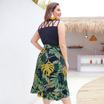 Ежедневна дамска пола асиметричен модел и цветен принт