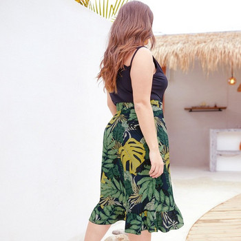 Ежедневна дамска пола асиметричен модел и цветен принт