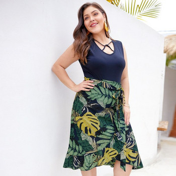 Ежедневна дамска пола асиметричен модел и цветен принт