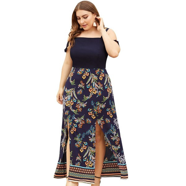 Rochie modernă de damă cu bretele și fante în negru