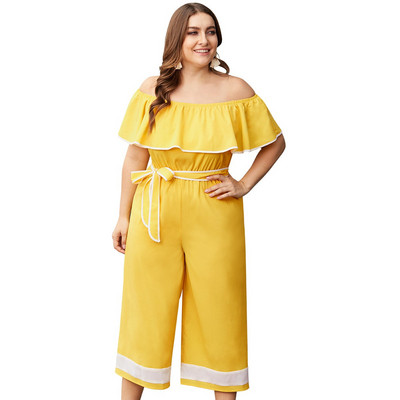 Κομψή γυναικεία ολόσωμη φόρμα  με κορδέλασε μαύρο και κίτρινο χρώμα