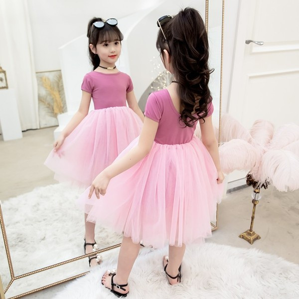 Rochie moderna pentru copii cu maneci scurte si tul in trei culori