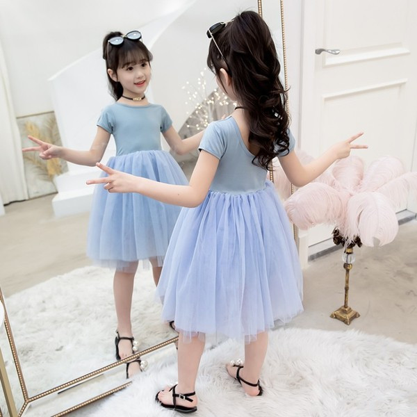 Rochie moderna pentru copii cu maneci scurte si tul in trei culori