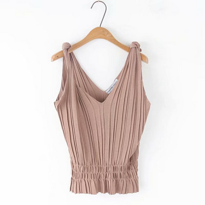 Top de damă cu bretele groase la nod și elastic în talie