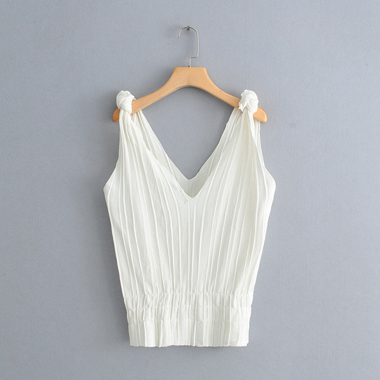 Top de damă cu bretele groase la nod și elastic în talie