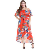 Модерна дамска рокля с къс ръкав в бял и червен цвят