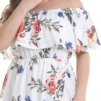 Модерна дамска рокля с къс ръкав в бял и червен цвят