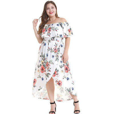 Модерна дамска рокля с къс ръкав в бял и червен цвят