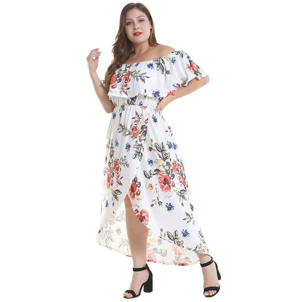 Модерна дамска рокля с къс ръкав в бял и червен цвят