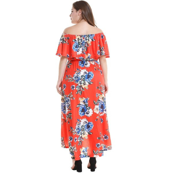 Модерна дамска рокля с къс ръкав в бял и червен цвят