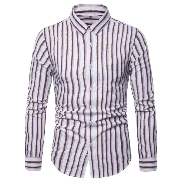 Cămașă modernă bărbați cu dungi în două culori