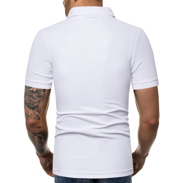 Tricou modern pentru bărbați cu guler în alb și negru