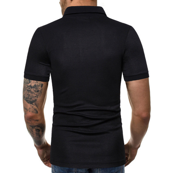 Tricou modern pentru bărbați cu guler în alb și negru