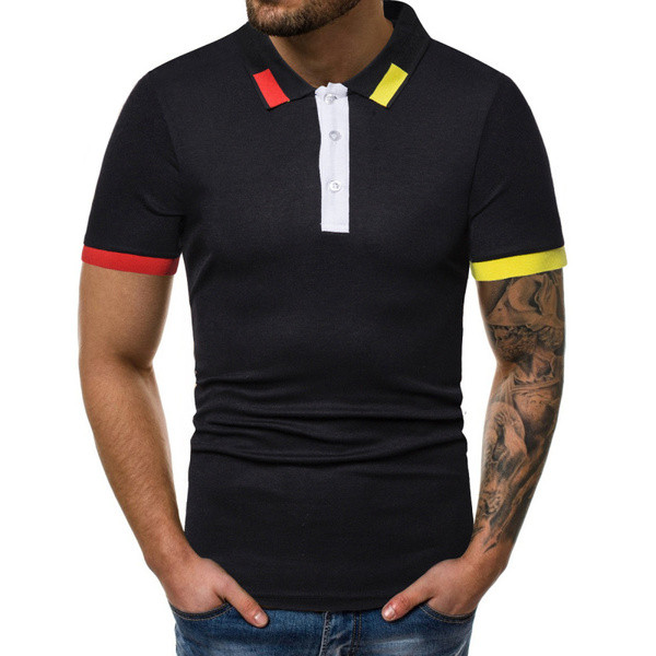 Tricou casual pentru bărbați, cu mâneci scurte, în alb și negru