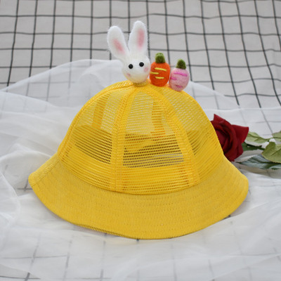 Gyerek nyári sapka különböző -3D elemekkel, sárga színben