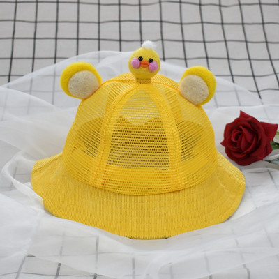 Gyerek nyári sapka különböző -3D elemekkel, sárga színben