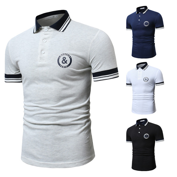 Tricou barbatesc cu guler si maneci scurte in mai multe culori