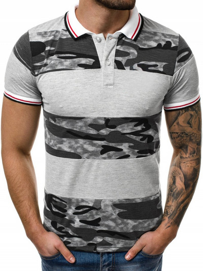 Модерна мъжка тениска с яка и камуфлажни мотиви в няколко цвята