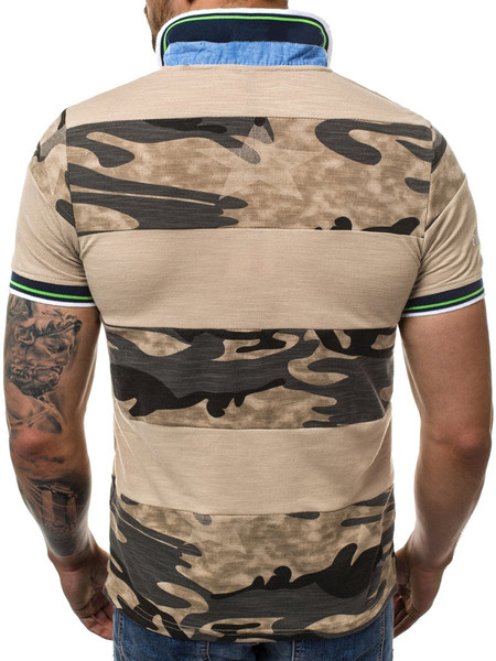 Tricou pentru bărbați modern cu guler și motive de camuflaj în mai multe culori