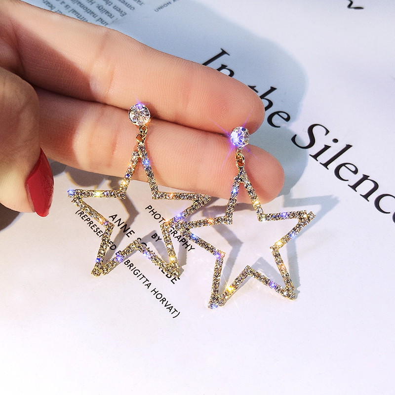 Cercei eleganti de dama in forma de stea - doua culori