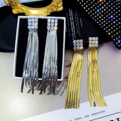 Cercei lungi de dama cu pietre - din aur si argint