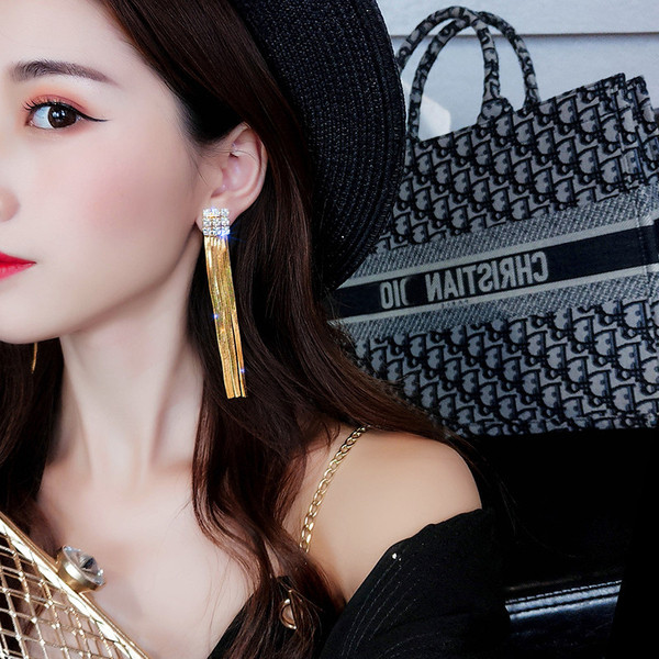 Cercei lungi de dama cu pietre - din aur si argint