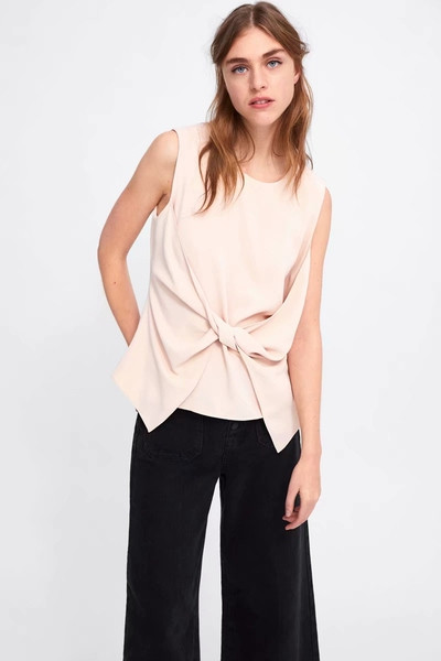 Top de damă cu bretele groase de culoare roz