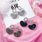 Cercei eleganti de dama in trei culori cu forma de inima