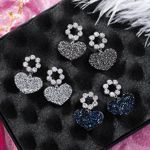 Cercei eleganti de dama in trei culori cu forma de inima