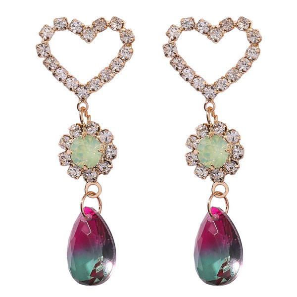 Cercei moderni de dama in patru culori cu pietre