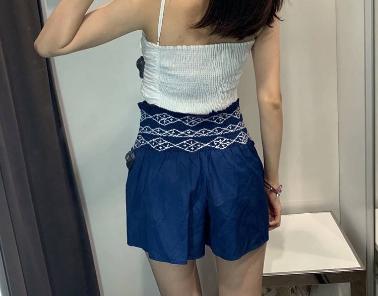 Pantaloni scurți casual cu talie elastică în albastru