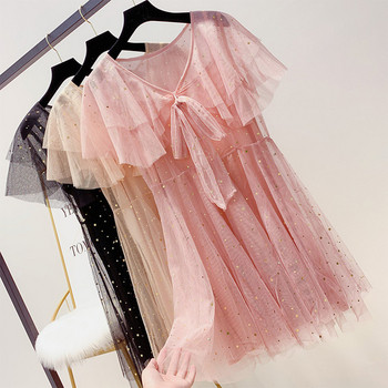 Модерна дамска рокля с тюл в няколко цвята