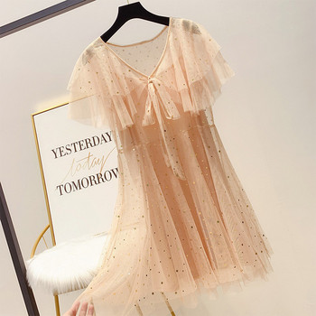 Модерна дамска рокля с тюл в няколко цвята