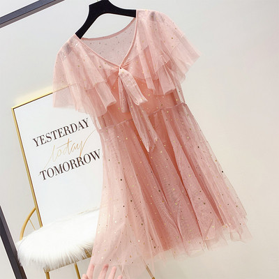 Модерна дамска рокля с тюл в няколко цвята