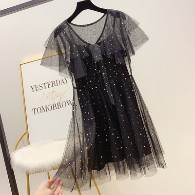 Модерна дамска рокля с тюл в няколко цвята