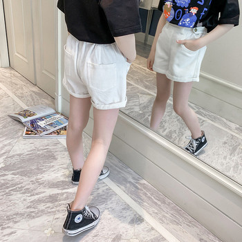 Детски модерен панталон в бял цвят-за момичета