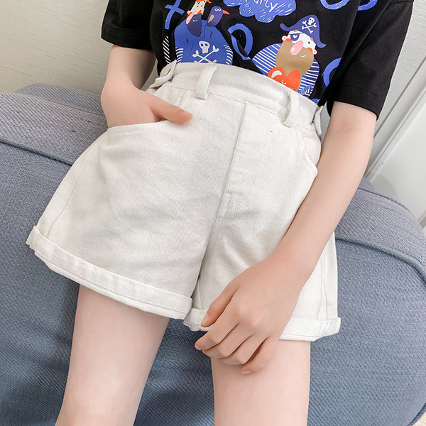 Pantaloni la modă pentru copii în alb - pentru fete