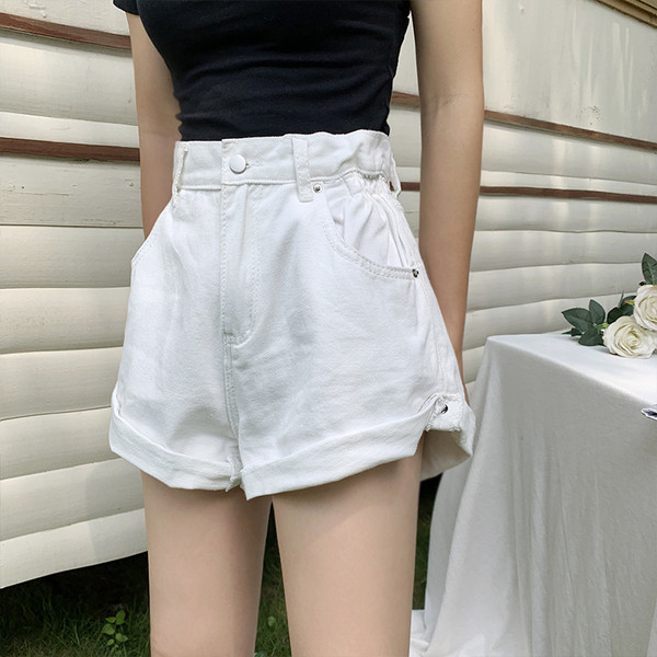 Pantaloni scurti dama model lat alb-negru