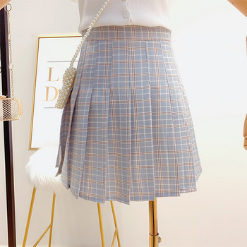 Fusta dama in carouri cu talie inalta in mai multe culori