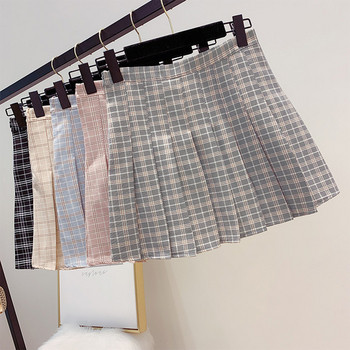 Fusta dama in carouri cu talie inalta in mai multe culori