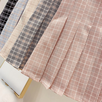 Fusta dama in carouri cu talie inalta in mai multe culori