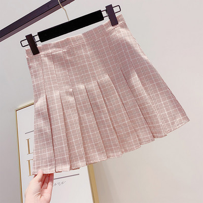 Fusta dama in carouri cu talie inalta in mai multe culori