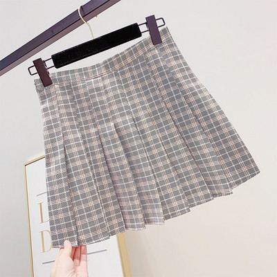 Fusta dama in carouri cu talie inalta in mai multe culori