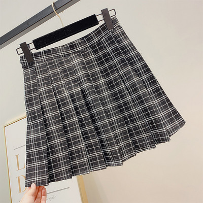 Fusta dama in carouri cu talie inalta in mai multe culori