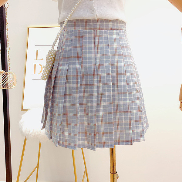 Fusta dama in carouri cu talie inalta in mai multe culori