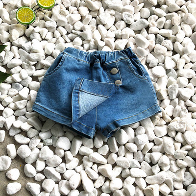 Модерна детска пола-панталон с копчета и джобове