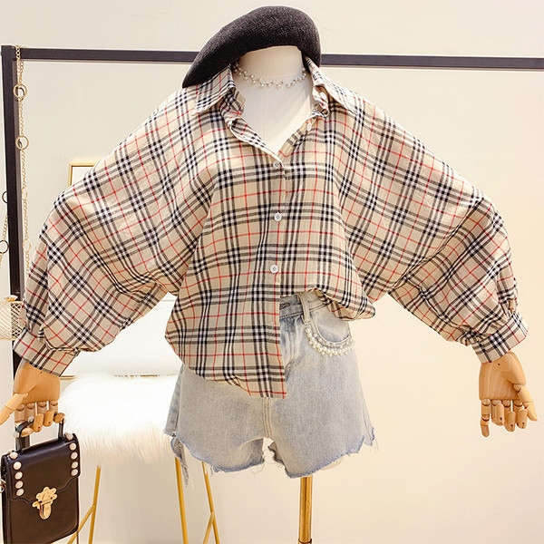 Дамска карирана риза с панделка в два цвята