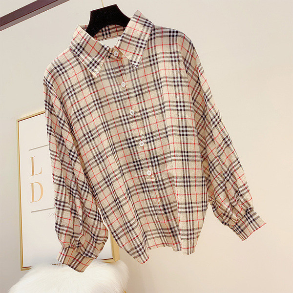 Дамска карирана риза с панделка в два цвята