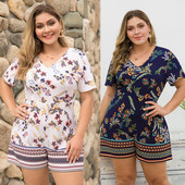 Γυναικεία ολόσωμη φόρμα  μέχρι 4ΧL με floral σχέδιο