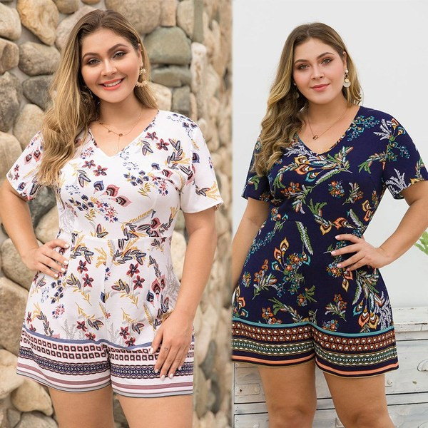 Γυναικεία ολόσωμη φόρμα  μέχρι 4ΧL με floral σχέδιο